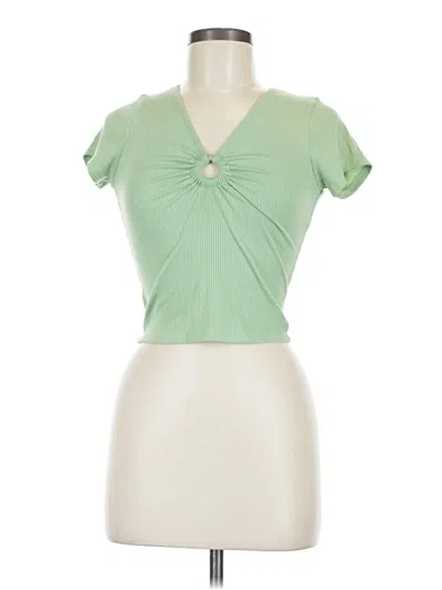 Pre-owned Rsq Short Sleeve Top Green Keyhole Neckline Tops