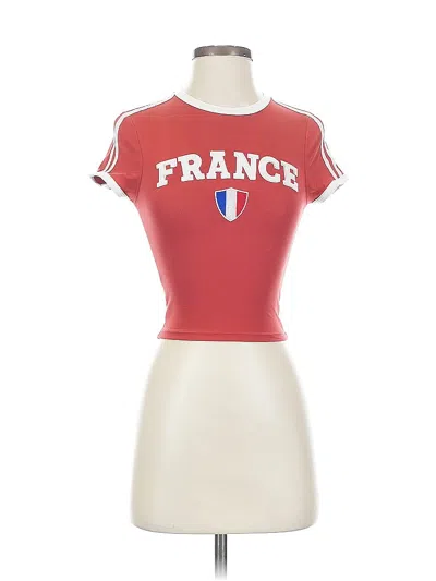 Pre-owned Rsq Short Sleeve Top Red Sweetheart Neckline Tops