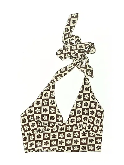 Pre-owned Rsq Swimsuit Top Brown Print Pattern Swimwear
