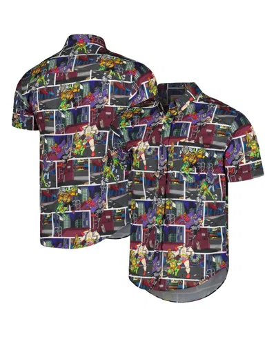 Rsvlts Men's And Women's Teenage Mutant Ninja Turtles Give 'em Shell Button-down Shirt In Gray,burgundy