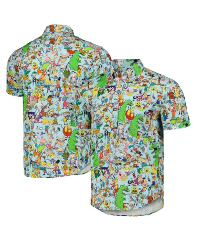 Rsvlts Men's And Women's  Light Blue Nickelodeon 90s Mashup Kunuflex Button-down Shirt
