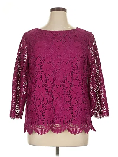 Pre-owned Rsvp By Talbots 3/4 Sleeve Blouse In Burgundy