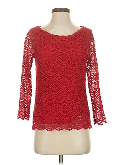 Pre-owned Rsvp By Talbots 3/4 Sleeve Top Red Boatneck Tops