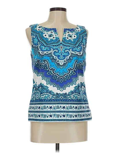 Pre-owned Rsvp By Talbots Sleeveless Blouse In Blue