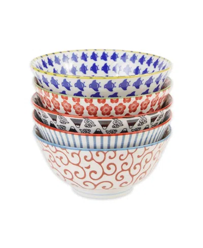 Rsvp International 16 Oz. Japanese Porcelain Bowls, Set Of 5 In Mod Multi