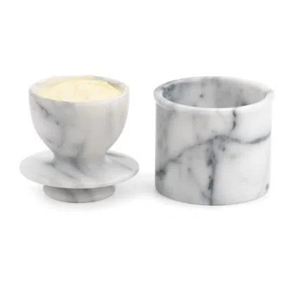 Rsvp International 2 Piece Marble Butter Pot Set In White Marble