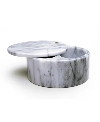Rsvp International 5 Ounce Marble Salt Box With Hinged Lid In White