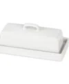 Rsvp International Ceramic Stoneware 8" X 4" X 3" Butter Dish In Silver