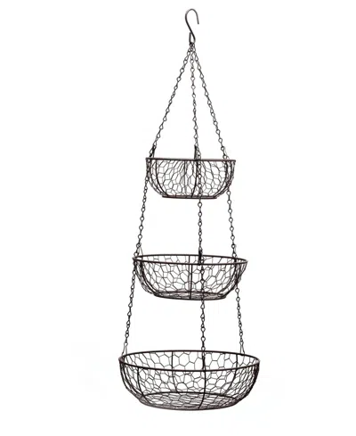 Rsvp International Chicken Wire 3 Tier Bronze Hanging Basket In Brown