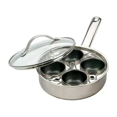 Rsvp International Design Imports Stainless Steel 4- Egg Poacher Set In Silver