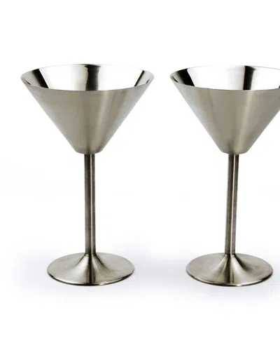 Rsvp International Endurance Martini Glass 2 Piece Set 4.5x7" In Silver