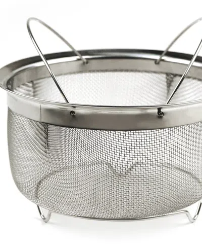 Rsvp International Endurance Stainless Steel 3 Quart Mesh Basket With Folding Handles In Gray
