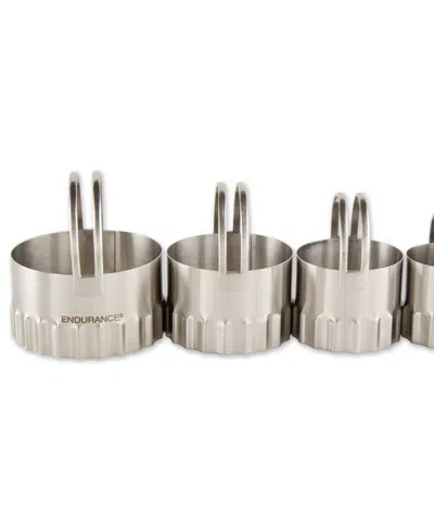 Rsvp International Endurance Stainless Steel 4 Piece Round Rippled Biscuit Cutter Set In Gray