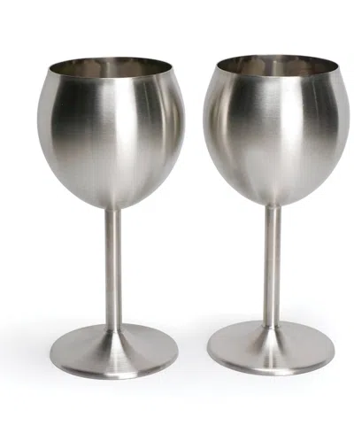Rsvp International Endurance Stainless Steel Wine Glass Set 2 Piece 3x3x7" In Gray