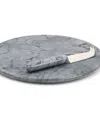 Rsvp International Grey Marble 10" Diameter Cheese Board Knife Set In Gray