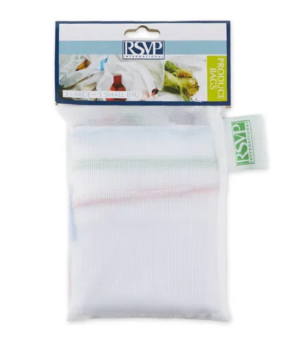 Rsvp International Polyester 3 Piece 12" X 16.25" Mesh Produce Bags Set In White