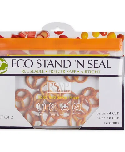 Rsvp International Polyethylene 2 Piece 10" X 7.6" Eco Stand-n-seal Bag In Orange
