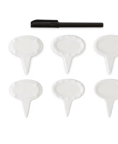 Rsvp International Porcelain 6 Piece 3" Oval Cheese Marker Set In White