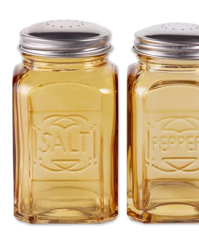 Rsvp International Retro Glass Amber 2 Piece 8 Ounce Retro Style Salt Pepper Set In Gray