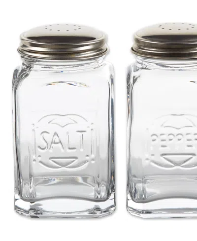 RSVP INTERNATIONAL RETRO GLASS CLEAR 2 PIECE 8 OUNCE RETRO STYLE SALT PEPPER SET