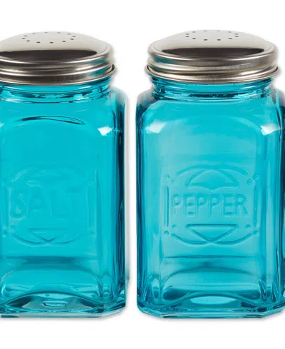 Rsvp International Retro Glass Turquoise 2 Piece 8 Ounce Retro Style Salt Pepper Set In Blue