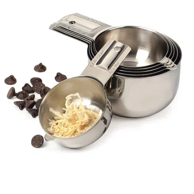Rsvp International Rsvp Endurance 18/8 Stainless Steel Nesting Measuring Cups, Set Of 6 In Metallic