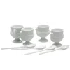 Rsvp International Rsvp Porcelain Egg Cups & Spoons Set Of 4 In White