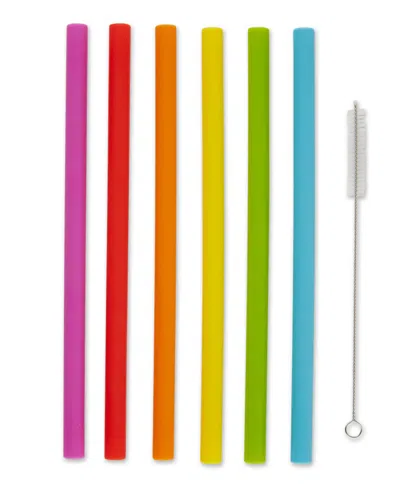 RSVP INTERNATIONAL SILICONE 6 PIECE 10" SMOOTHIE STRAW SET