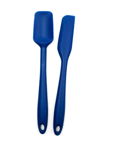 Rsvp International Silicone Coated Steel 2 Piece 8" Ela Series Blue Mini Spatula Set