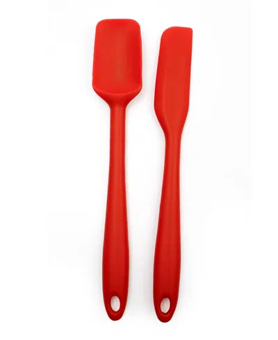 Rsvp International Silicone Coated Steel 2 Piece 8" Ela Series Turquoise Mini Spatula Set In Black