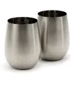Rsvp International Stemless Stainless Steel Wine Glasses, Set Of 2 In Silver