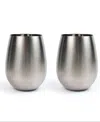 Rsvp International Stemless Stainless Steel Wine Glasses, Set Of 2 In Silver