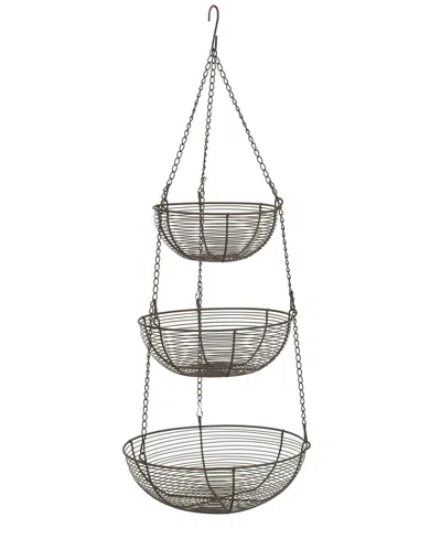 Rsvp International Woven Wire 3 Tier Bronze Hanging Basket In Brown