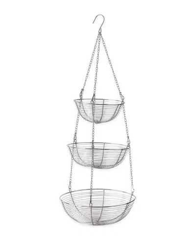 Rsvp International Woven Wire 3 Tier Chrome Hanging Basket In Silver