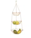 Rsvp International Woven Wire 3 Tier Copper Hanging Basket In Gold
