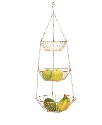 Rsvp International Woven Wire 3 Tier Copper Hanging Basket In Gold