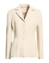 Rsvp Woman Blazer Beige Size 10 Polyester, Elastane In Neutral