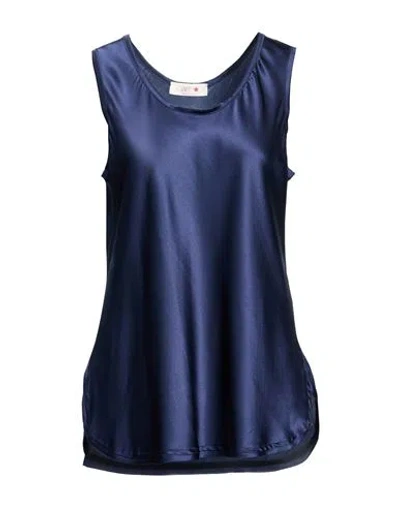 Rsvp Woman Top Navy Size 14 Silk, Elastane In Blue