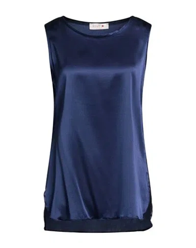 Rsvp Woman Top Navy Size 8 Silk, Elastane In Blue