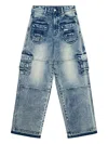 Rta Acid-wash Cargo Jeans In Blue