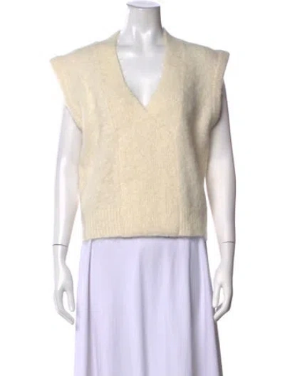 Pre-owned Rta Alpaca V-neck Sweater In Neutrals