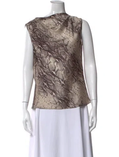 Pre-owned Rta Animal Print Asymmetrical Top In Neutral