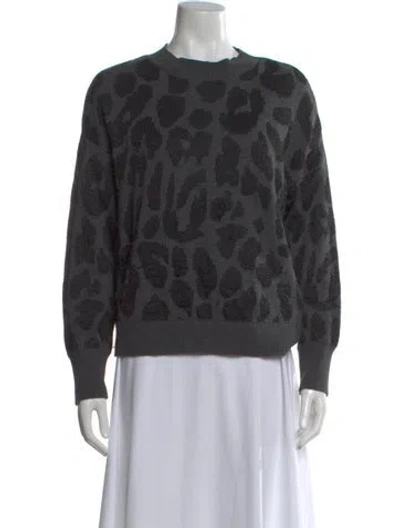 Pre-owned Rta Animal Print Crew Neck Sweater In Gray