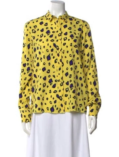 Pre-owned Rta Animal Print Long Sleeve Top In Yellow