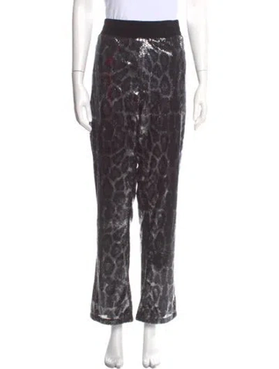 Pre-owned Rta Animal Print Wide Leg Pants In Gray