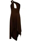 Rta Logo Ring One Shoulder Dress In Brown