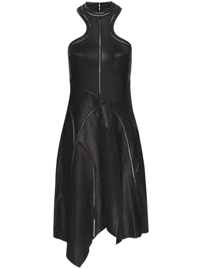 Rta Asymmetrical Leather Dress In Black