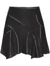 Rta Asymmetrical Leather Skirt In Black