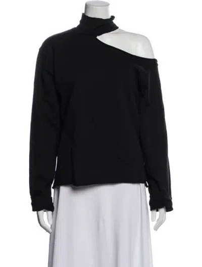 Pre-owned Rta Asymmetrical Long Sleeve Top In Black