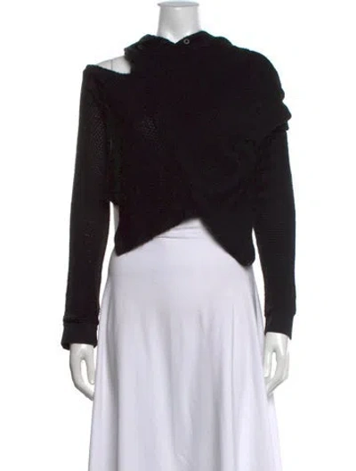 Pre-owned Rta Asymmetrical Long Sleeve Top In Black